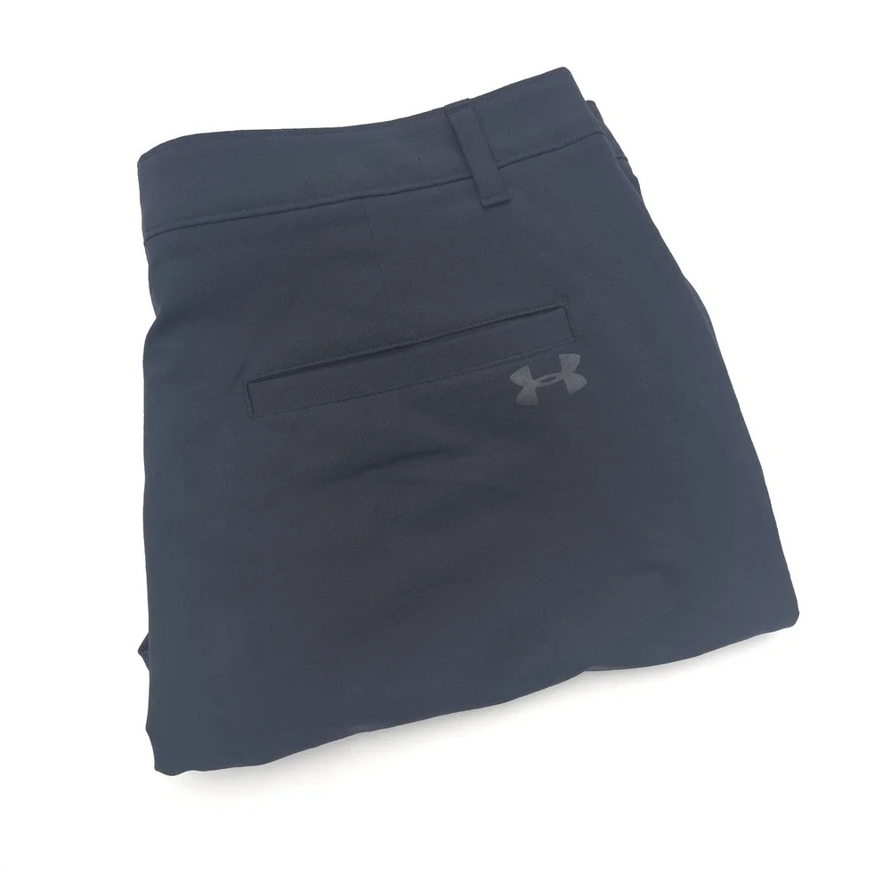 Under Armour Mens Black Golf Pants Flat Front UA Performance Trousers 38x32